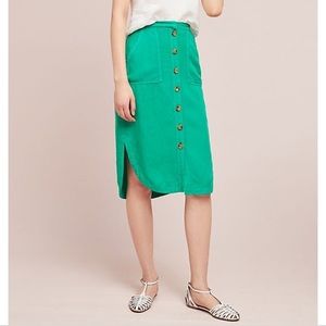 Anthropologie green button down Raleigh skirt
